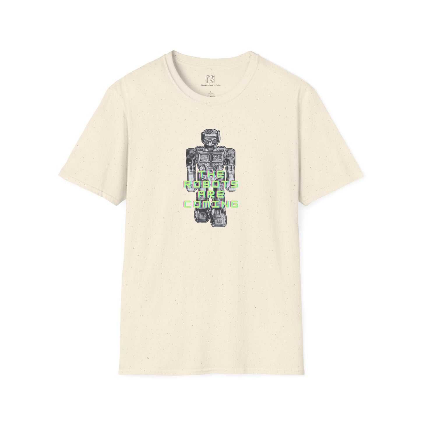 The Robots Are Coming Fluro Green Block T-Shirt