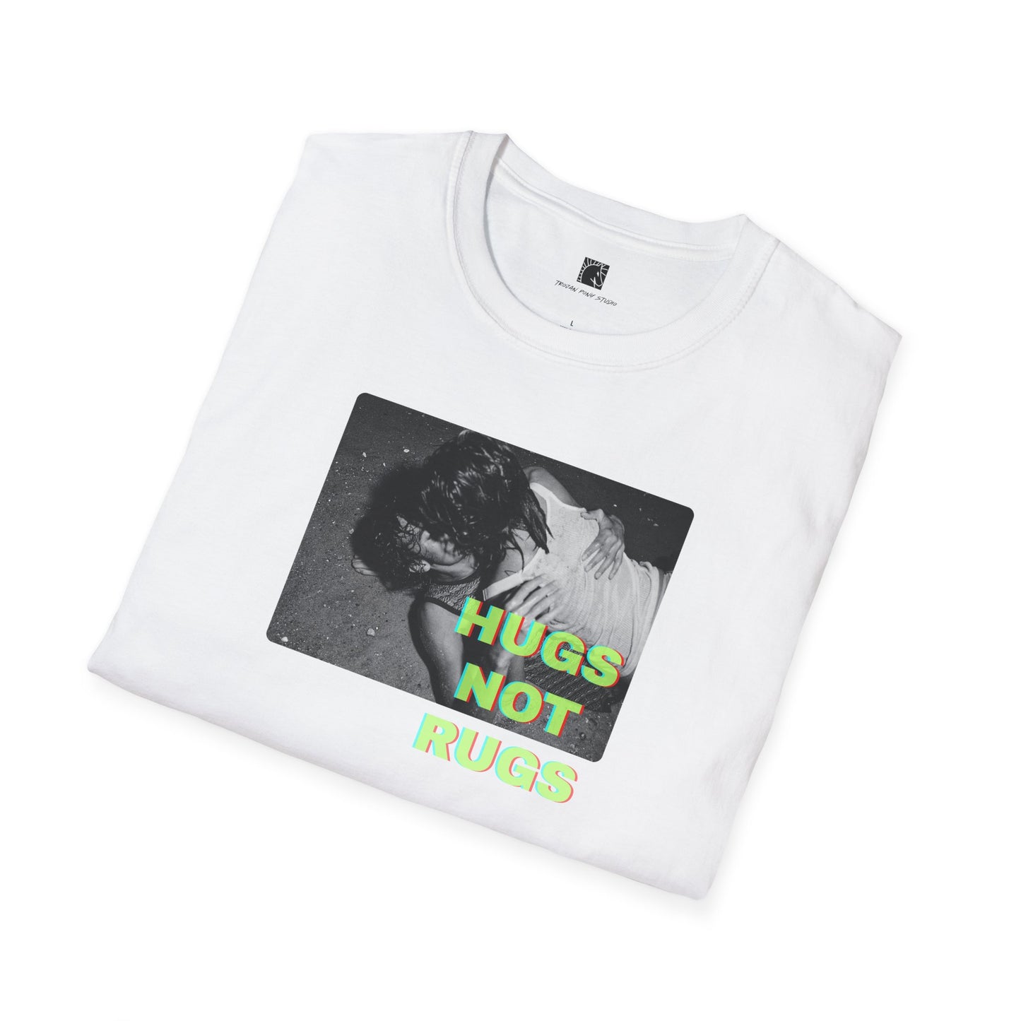 Hugs Not Rugs Beach Green Block T Shirt