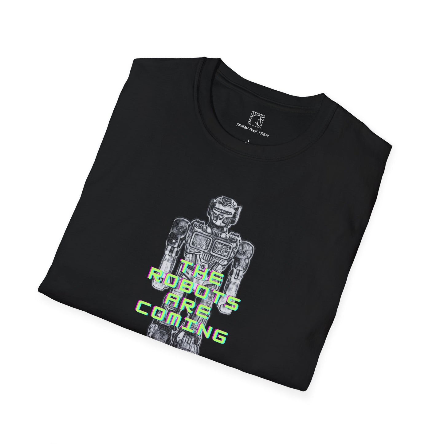 The Robots Are Coming Fluro Green Block T-Shirt
