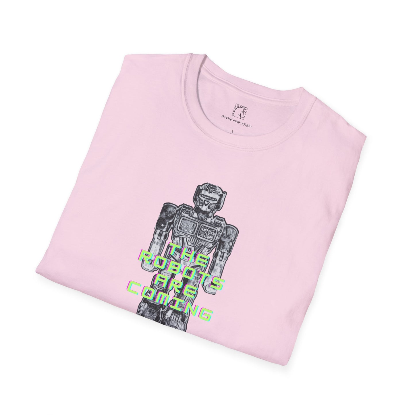 The Robots Are Coming Fluro Green Block T-Shirt