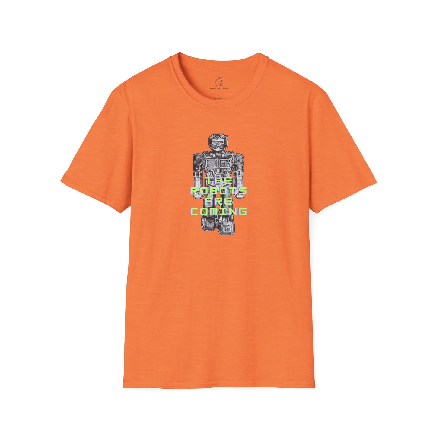 The Robots Are Coming Fluro Green Block T-Shirt