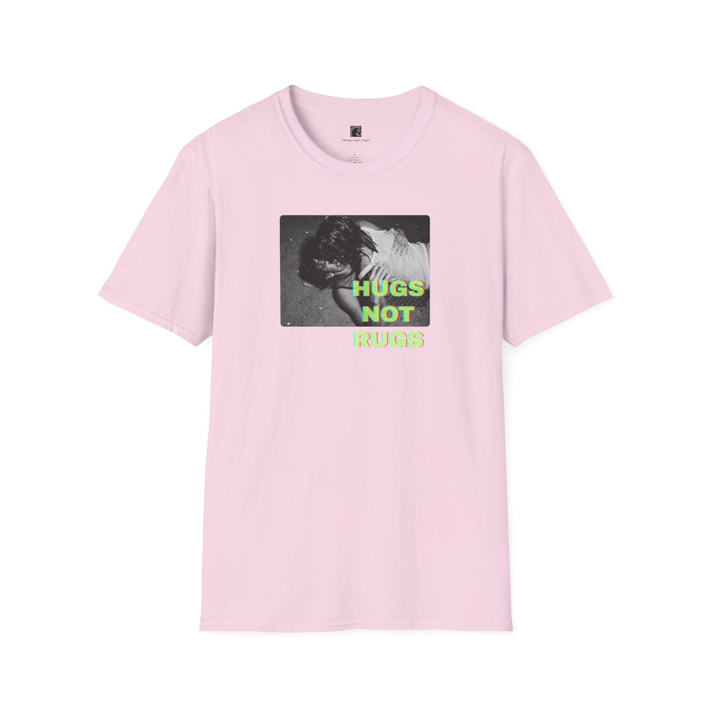 Hugs Not Rugs Beach Green Block T Shirt