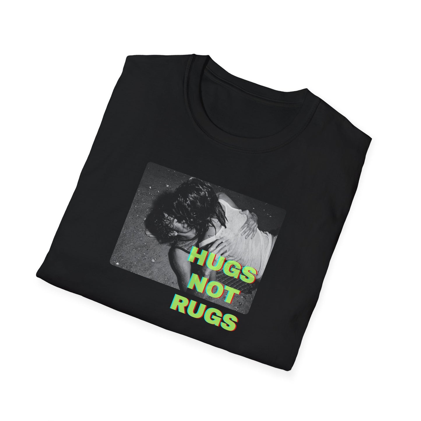 Hugs Not Rugs Beach Green Block T Shirt