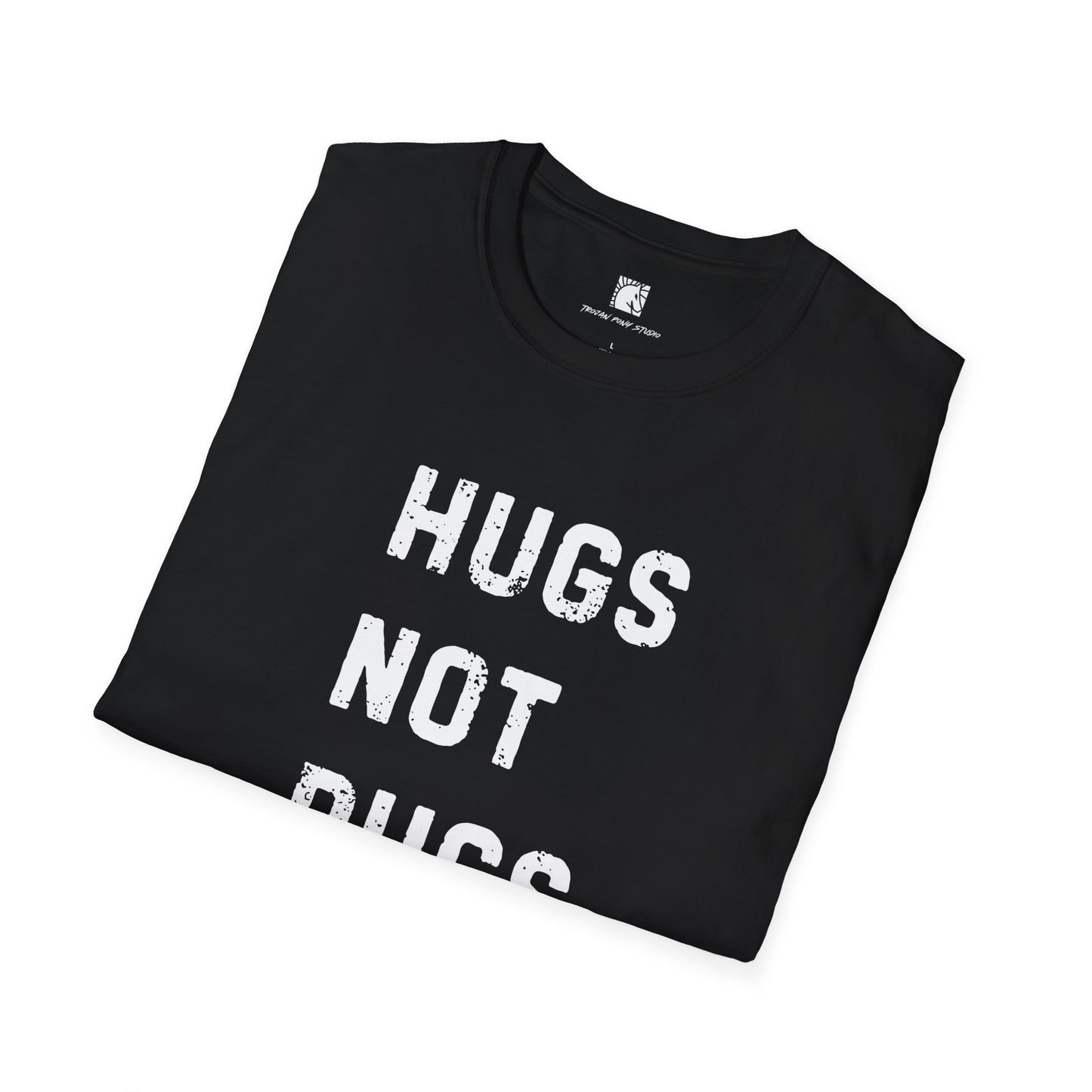 Hugs Not Rugs Block Stack T Shirt