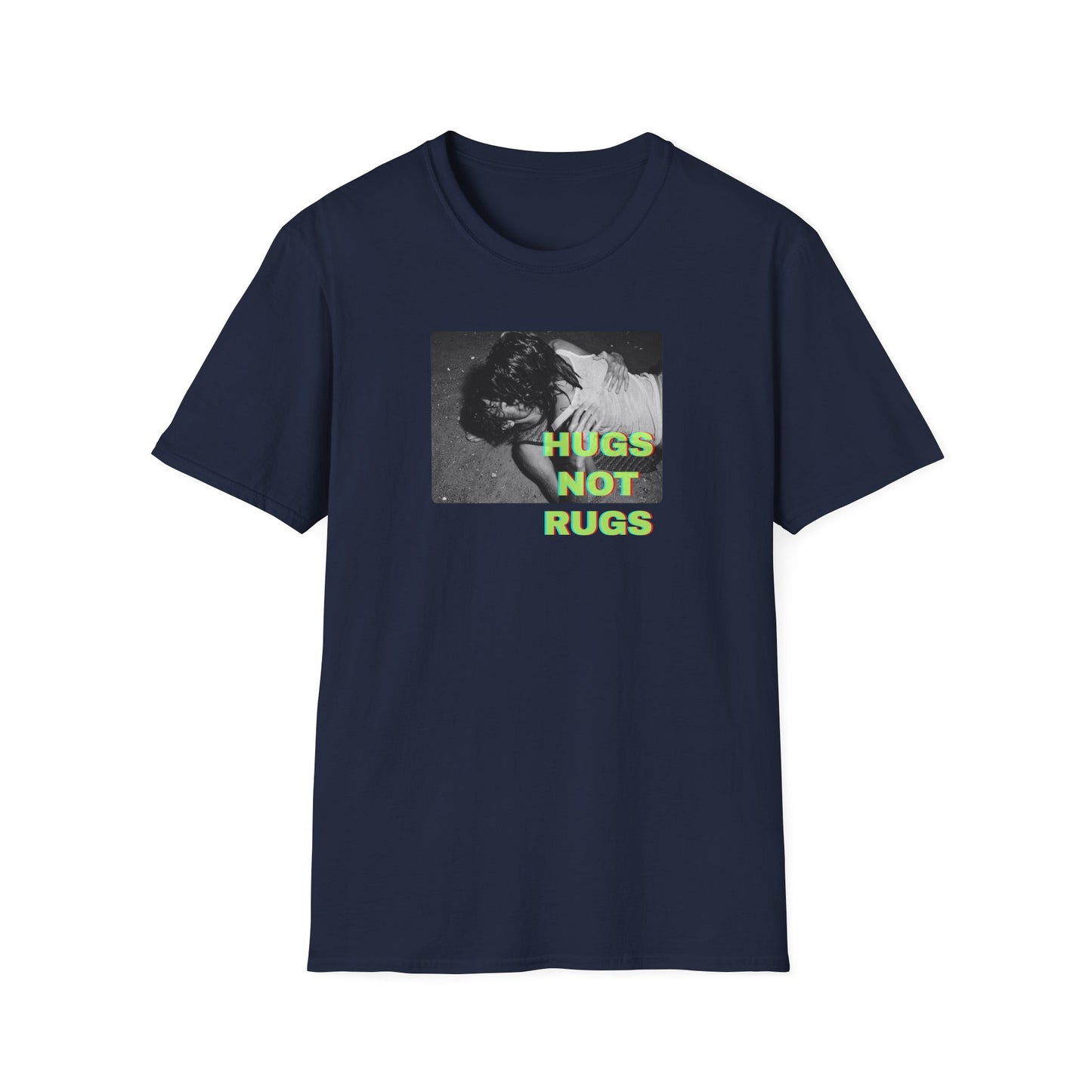 Hugs Not Rugs Beach Green Block T Shirt