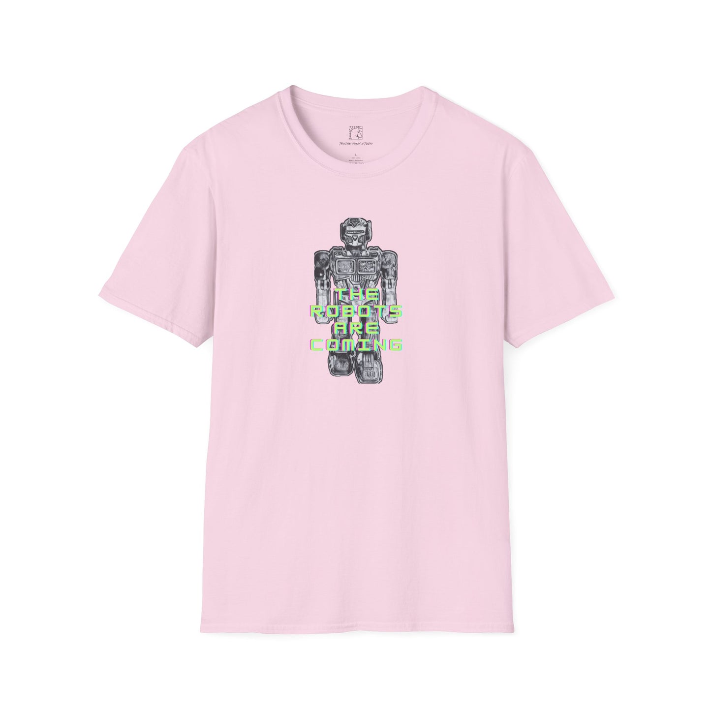 The Robots Are Coming Fluro Green Block T-Shirt