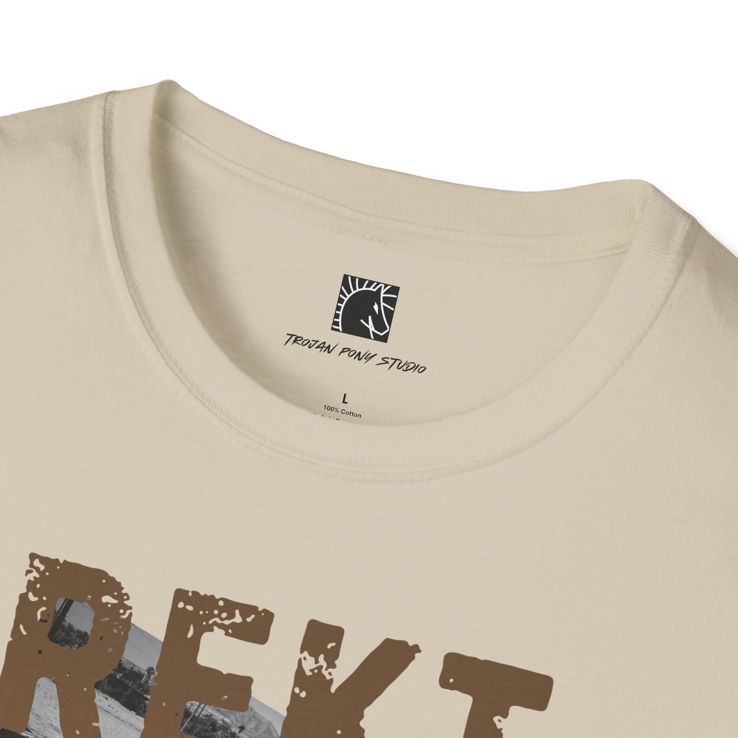 REKT Distressed Block Sand T Shirt