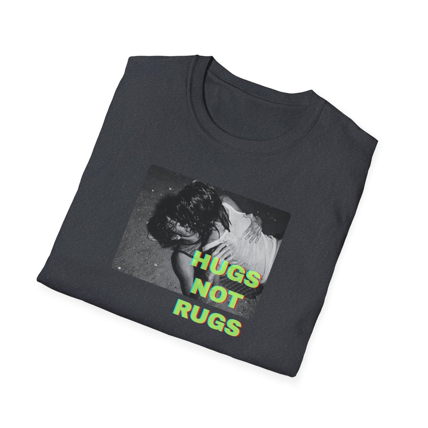 Hugs Not Rugs Beach Green Block T Shirt