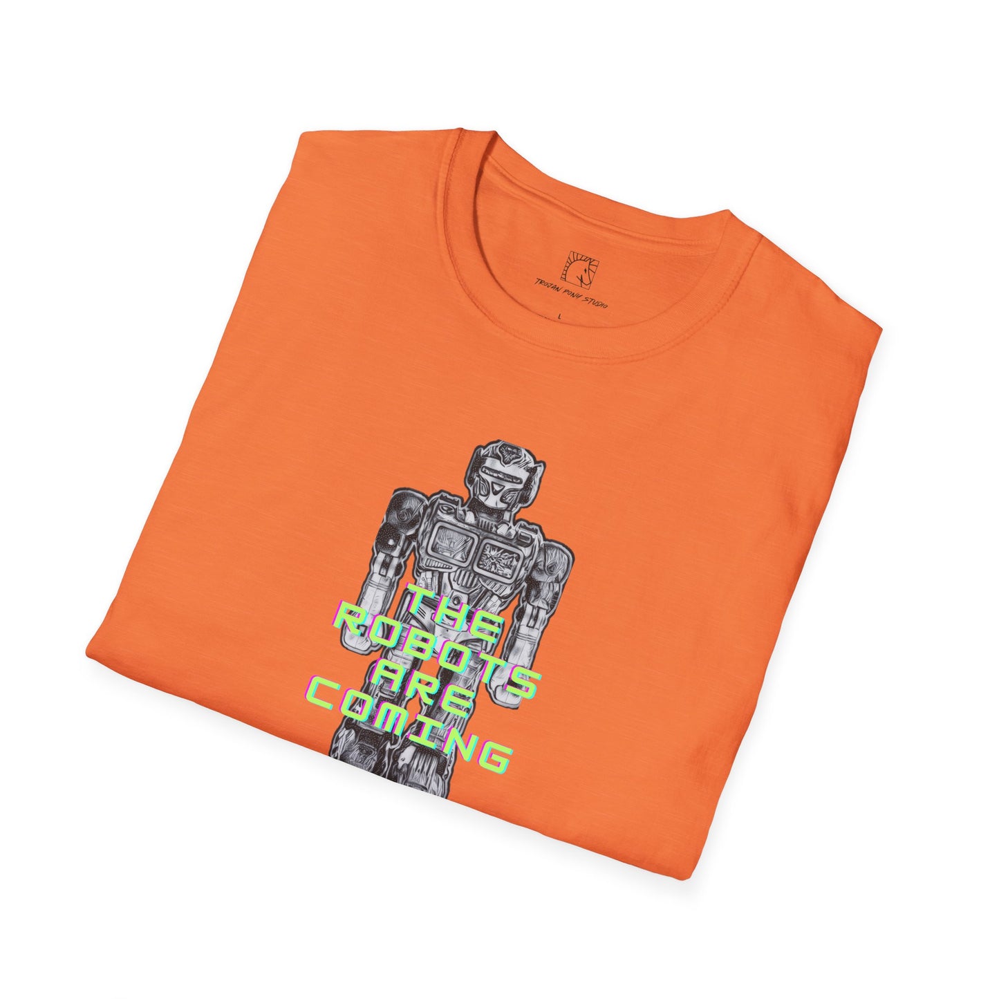 The Robots Are Coming Fluro Green Block T-Shirt