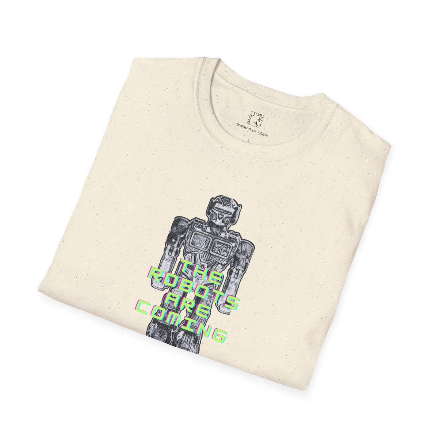 The Robots Are Coming Fluro Green Block T-Shirt