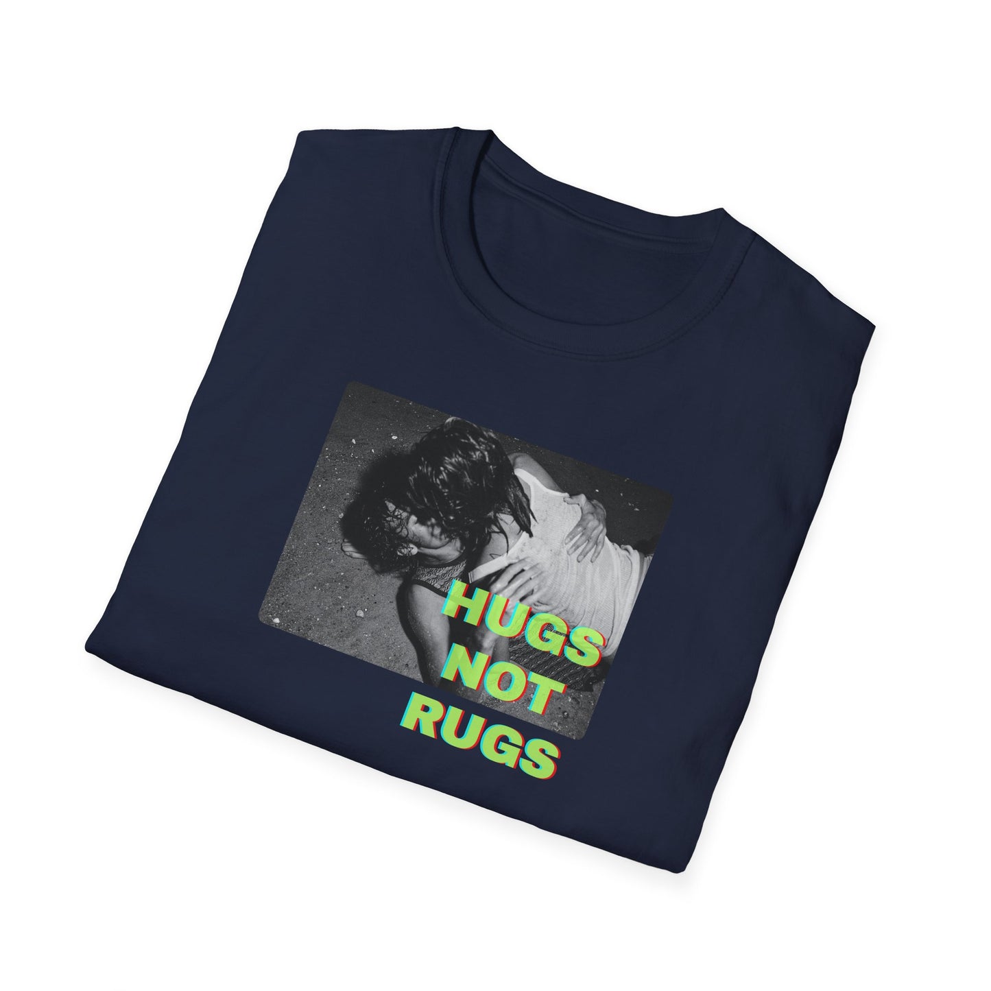 Hugs Not Rugs Beach Green Block T Shirt