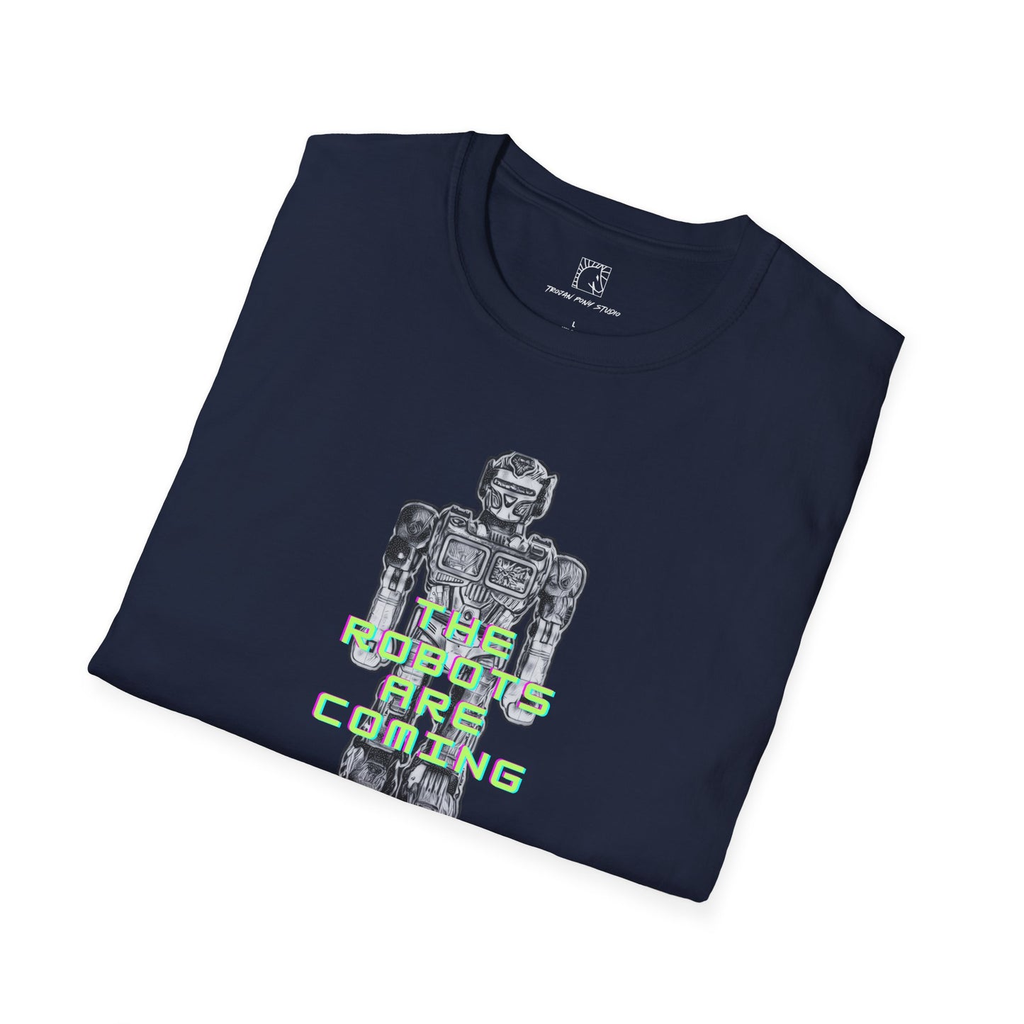 The Robots Are Coming Fluro Green Block T-Shirt