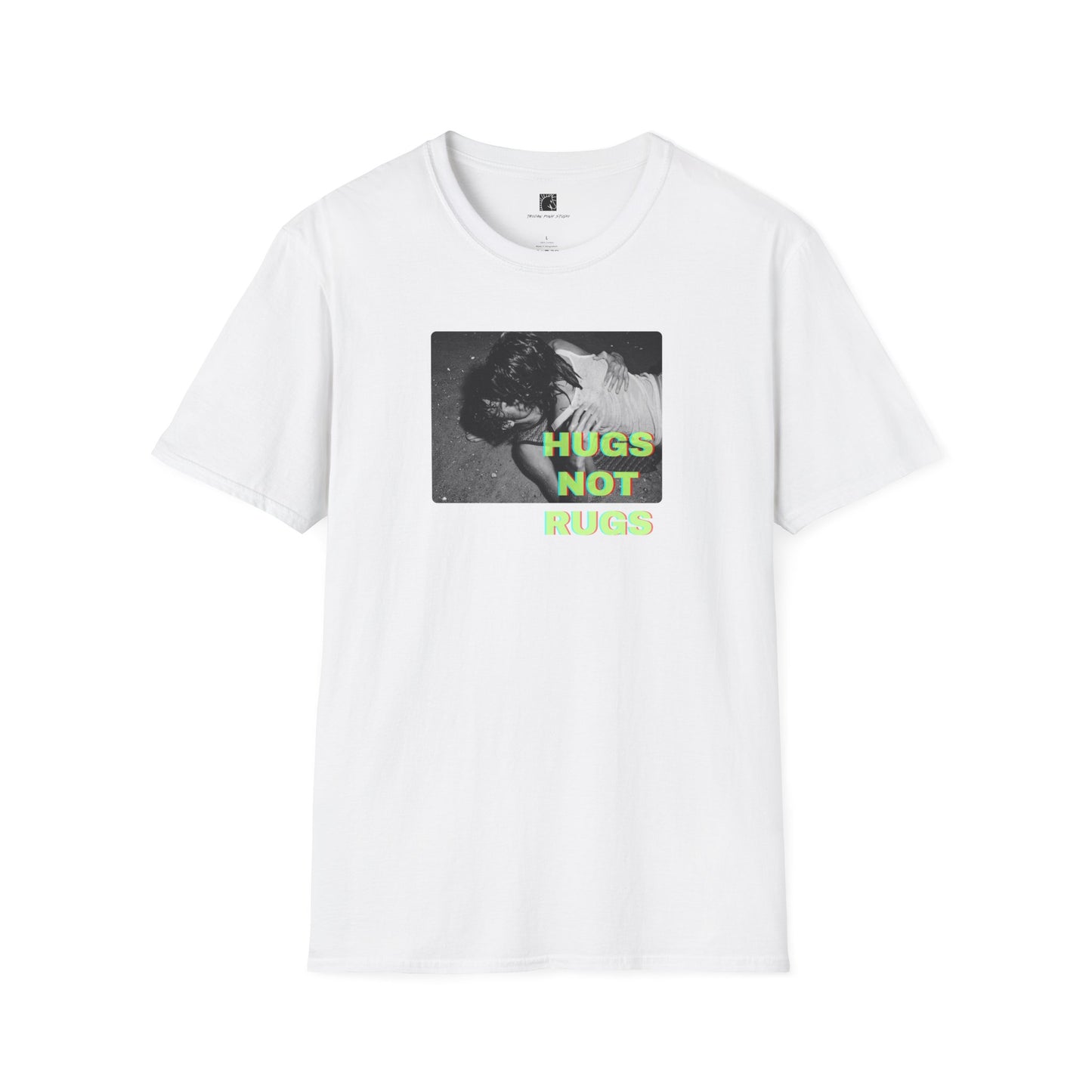 Hugs Not Rugs Beach Green Block T Shirt