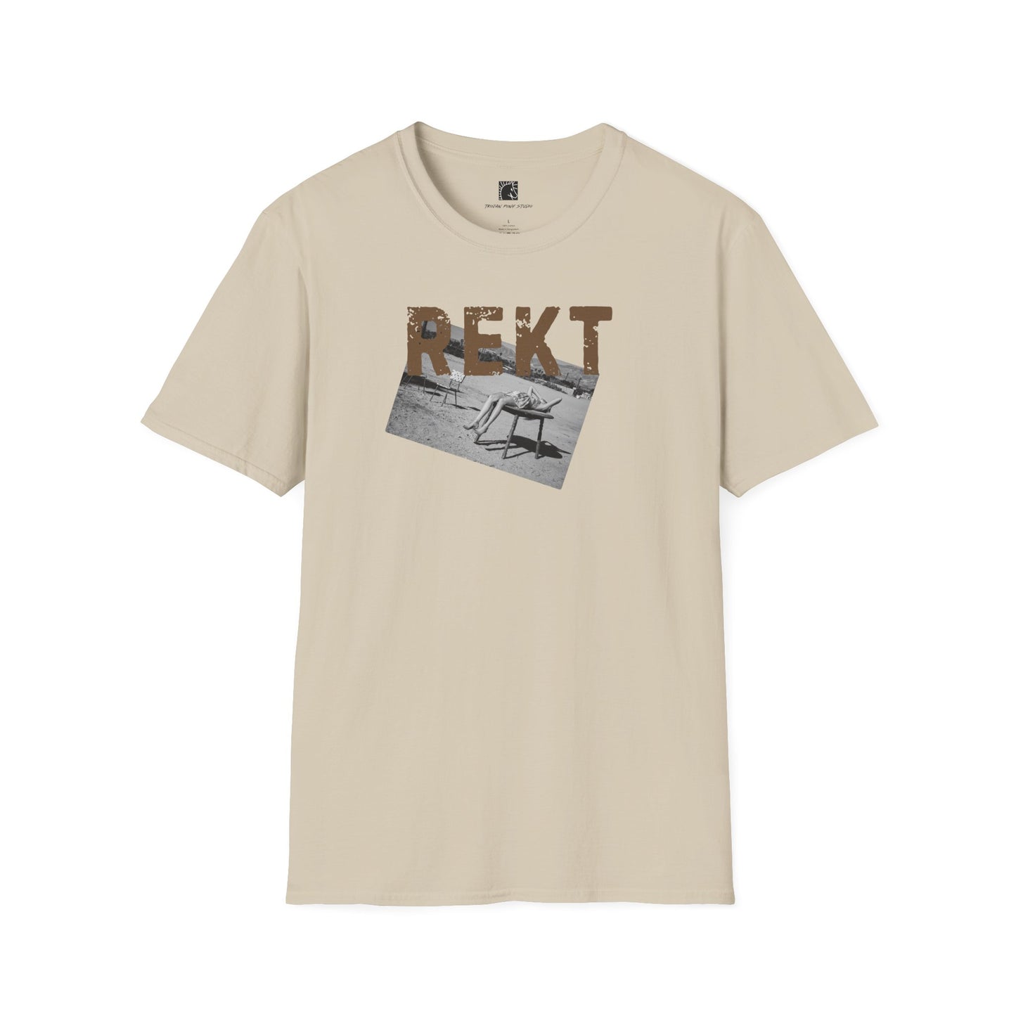 REKT Distressed Block Sand T Shirt