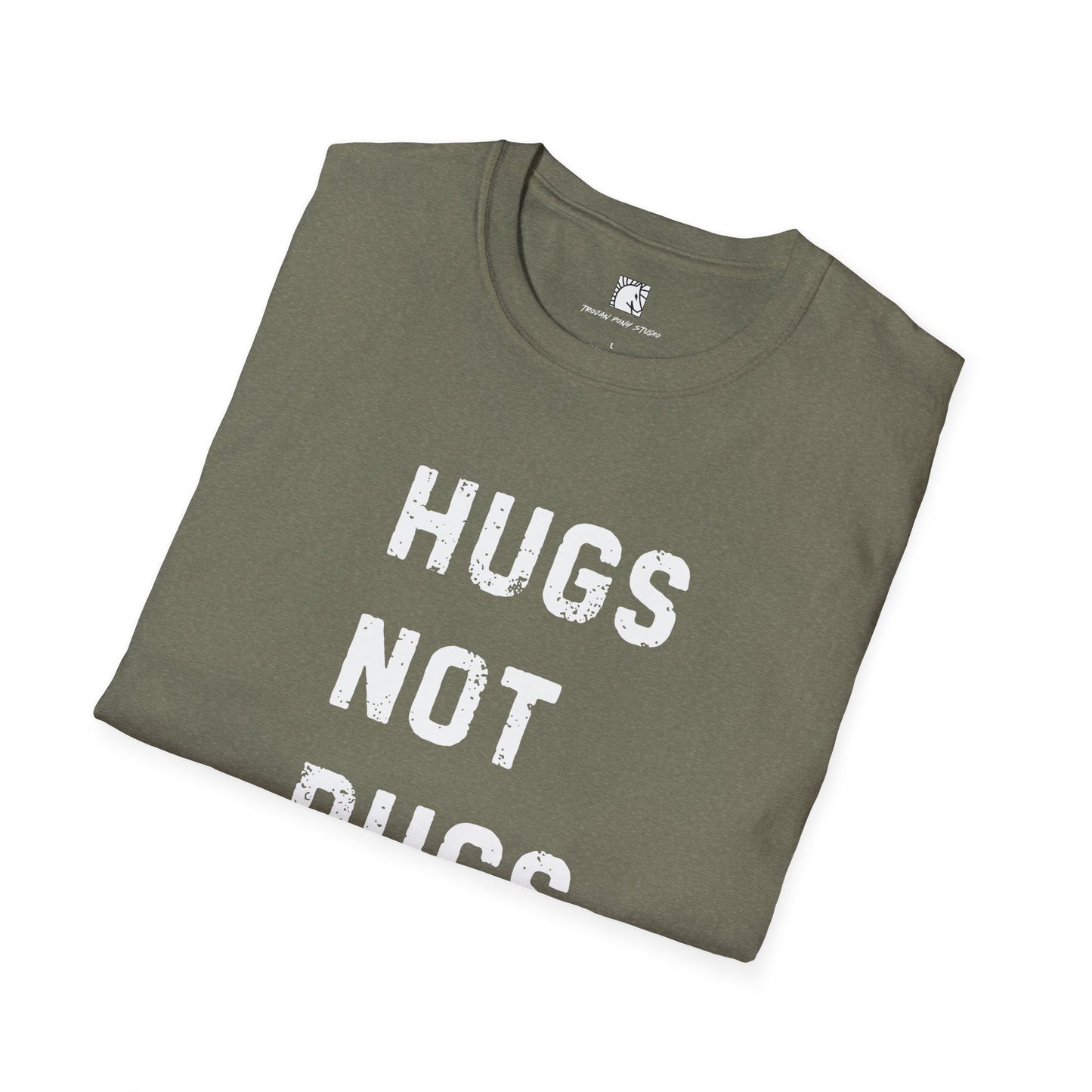 Hugs Not Rugs Block Stack T Shirt